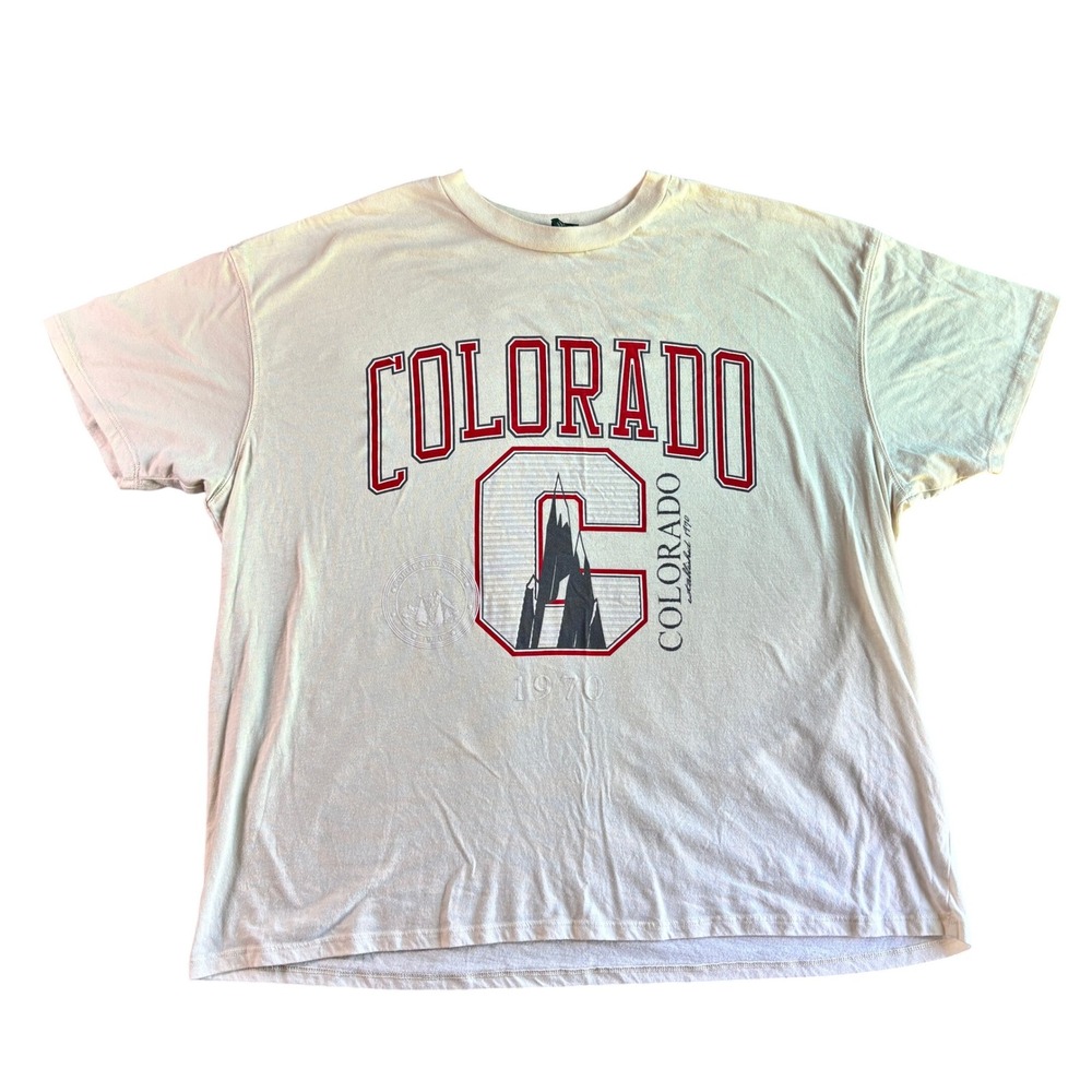 Wild Fable Colorado Mountain Graphic T-Shirt Cream Unisex Size Medium